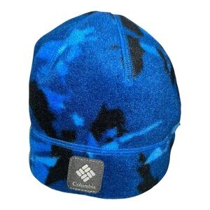 Columbia Kids Unisex Reversible Camo Striped Beanie Vibrant Blue Black Youth S